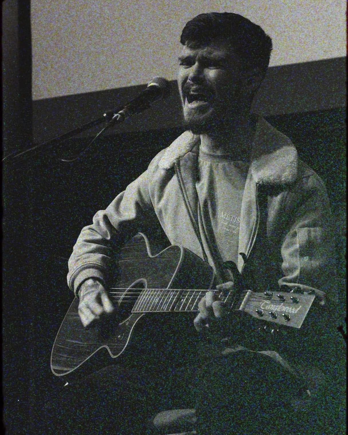 Black and white live performance photo